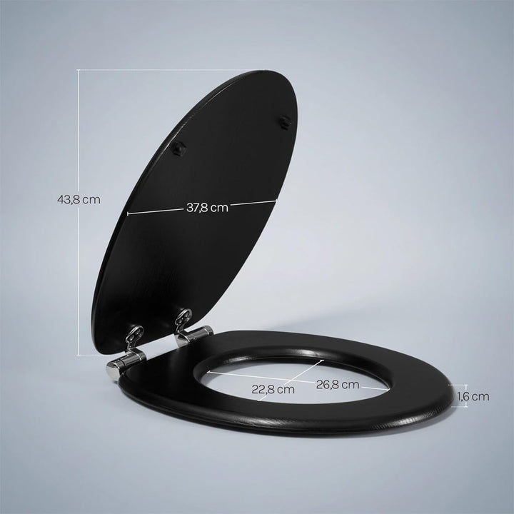 WOLTU Premium WC-Sitz Toilettensitz mit Absenkautomatik, MDF Holzkern, Softclose Scharnier, Desgin D