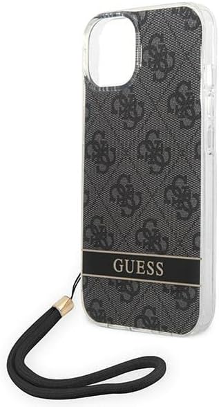 GUESS GUOHCP14MH4STK Hülle für iPhone 14 Plus 6,7" schwarz/Black hardcase 4G Print Strap