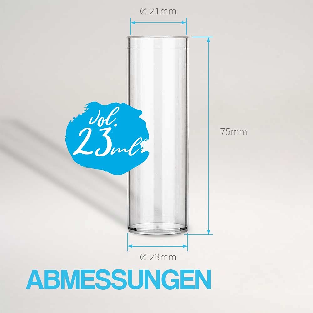 Tuuters 100x Kunststoff Reagenzgläser mit Korken, Kunststoffröhrchen, zylinderförmig, 23ml (75 x Ø23