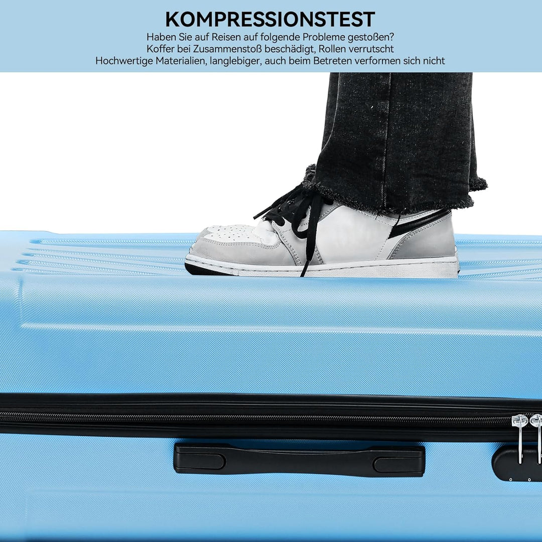 BEIBYE Hartschalen-Koffer Trolley Rollkoffer Reisekoffer Handgepäck 4 Rollen (M-L-XL-Set) (Glacial B