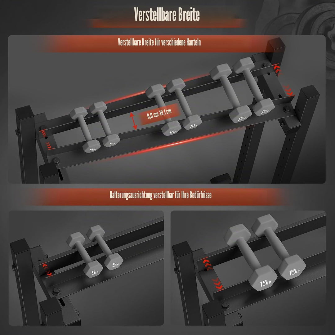 Hantelständer mit 3 Ebenen, 500 kg Kapazität, verstellbar, für das Fitnessstudio zu Hause, robuster