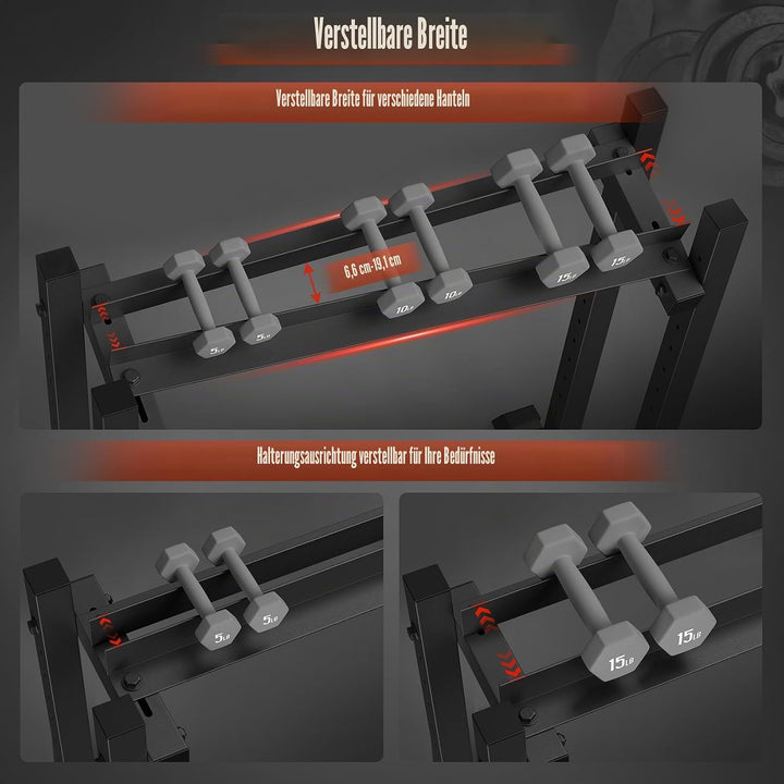 Hantelständer mit 3 Ebenen, 500 kg Kapazität, verstellbar, für das Fitnessstudio zu Hause, robuster