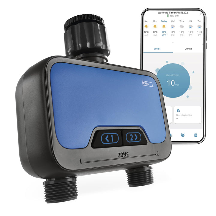EMOS - smarte Bewässerungsuhr mit 2 Ausgängen mit App, Bluetooth - ZigBee-Hub erforderlich - Batteri