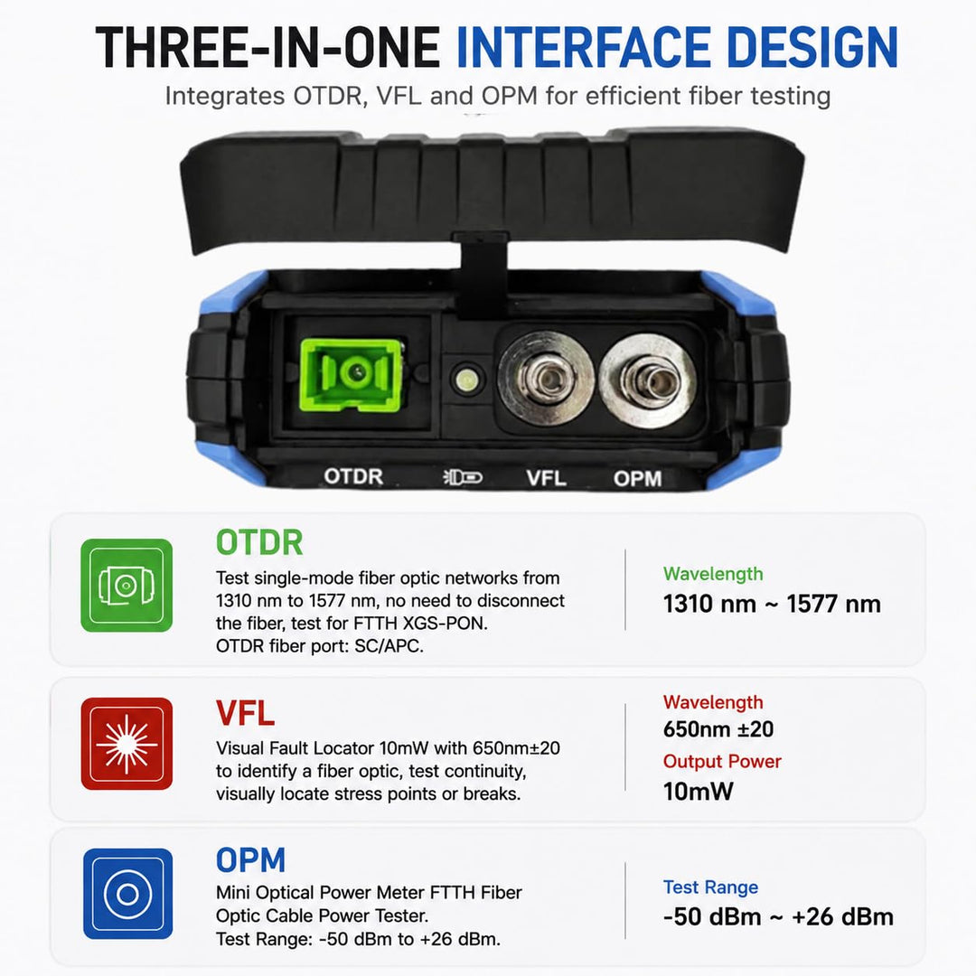 Elfcam - Mini OTDR Monomode ELF-2900, für Online-Test 1270nm/1310nm/1550nm/1490nm/1577nm XGS-PON, 22