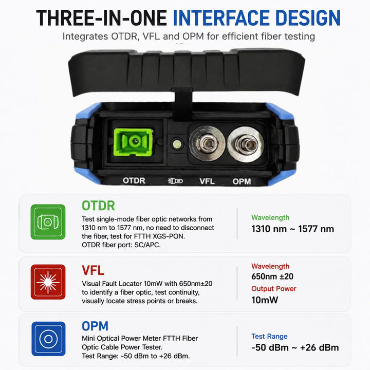 Elfcam - Mini OTDR Monomode ELF-2900, für Online-Test 1270nm/1310nm/1550nm/1490nm/1577nm XGS-PON, 22