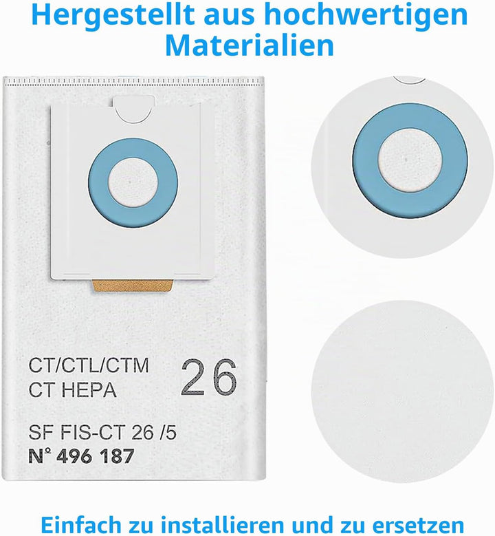 8 Stück Beutel Zubehör Kompatibel mit Festool SELFCLEAN CT 26/CTM 26 E/CTL 26E CLEANTEC Series Absau