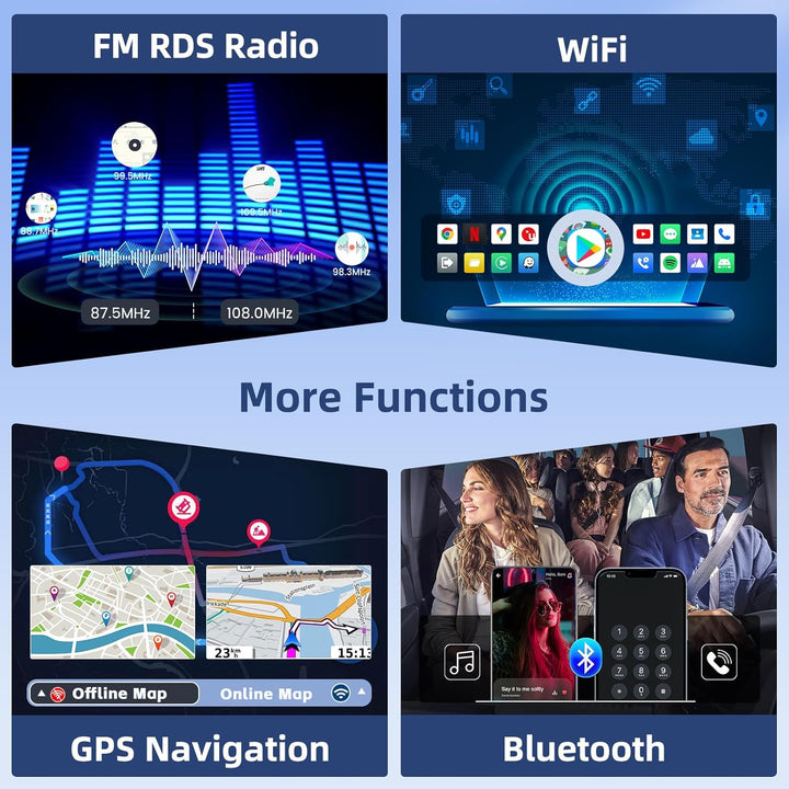 Hikity [4+64GB] Android 15 Autoradio CarPlay Android Auto Wireless für Peugeot 107/ Toyota Aygo/Citr