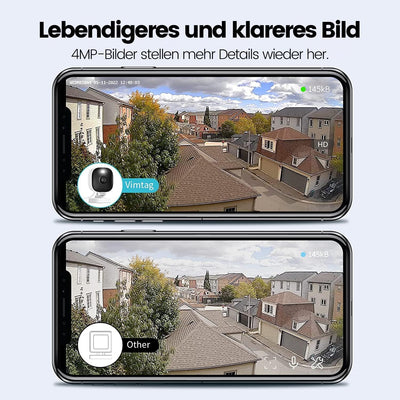 Vimtag 4MP Kamera Überwachungs Aussen, IP66 Wasserdicht, Überwachungskamera Aussen/Innen mit Farbige