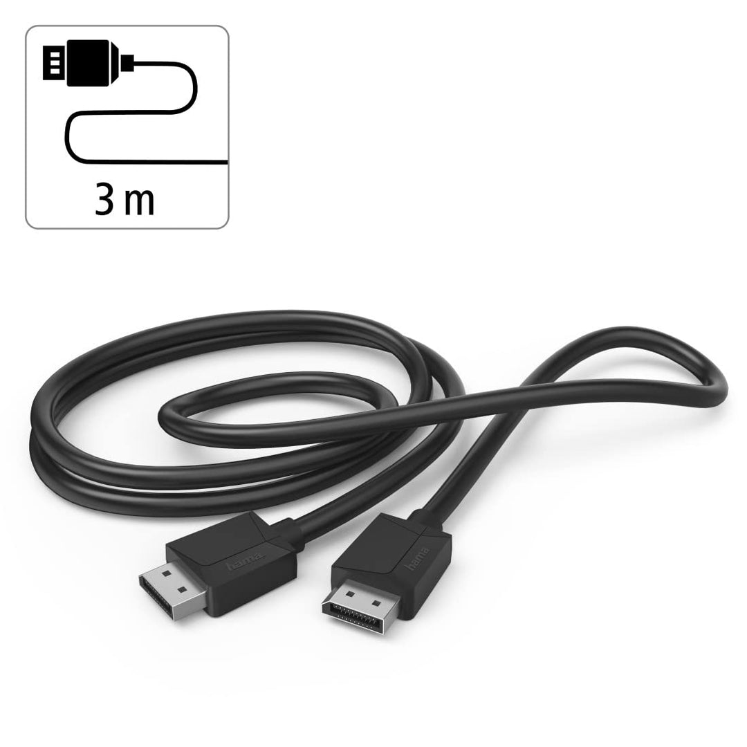Hama Displayport Kabel 3m lang DP Kabel 1.2 (Display Port Cable Ultra HD 8k @ 120 Hz, Monitorkabel m
