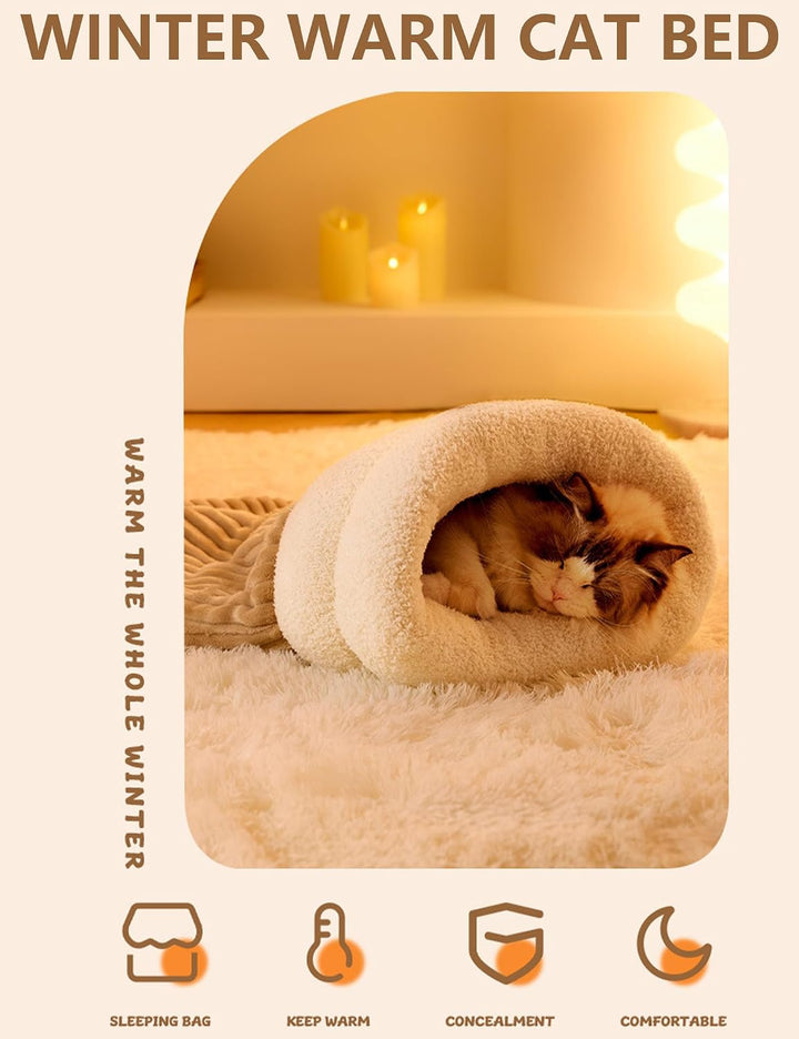 Katzenschlafsack, Kuschelsack Flauschig Halbgeschlossenes, Kuschelhöhle