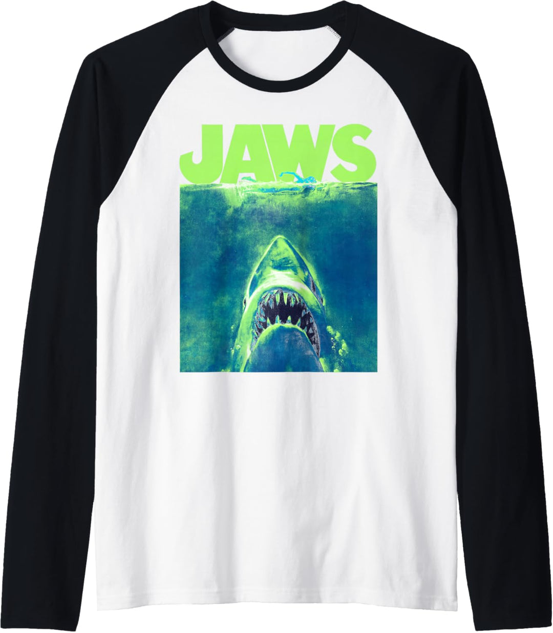 Jaws Surfacing Neon Poster Logo Raglan