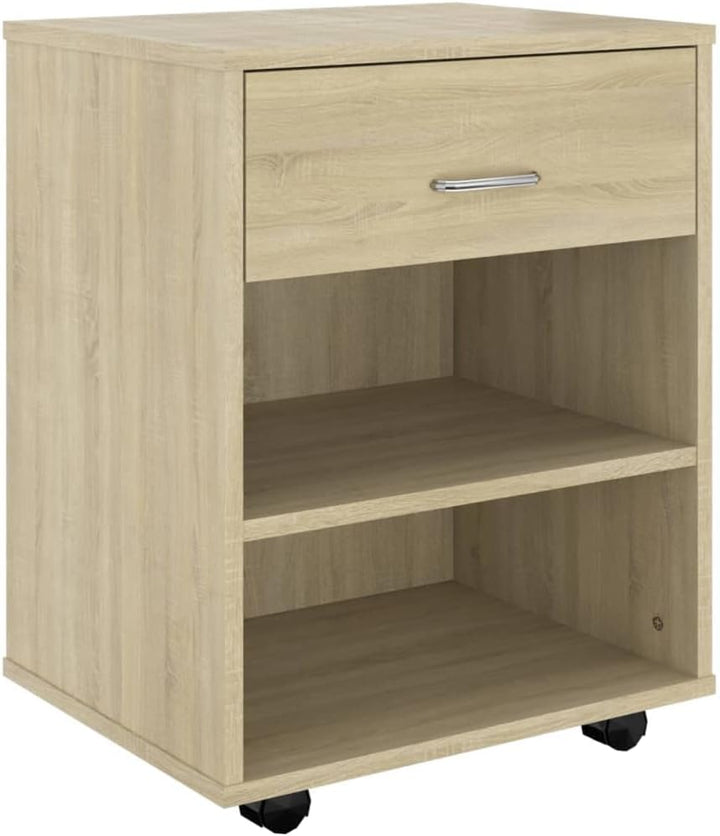 Mobiler Aktenschrank Lagerschrank aus Holzwerkstoff Beistellschrank mit Rollen für Wohnzimmer Schlaf