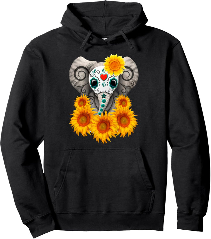 Elephant Sunflower Elephant Cute Sunflowers Pullover Hoodie
