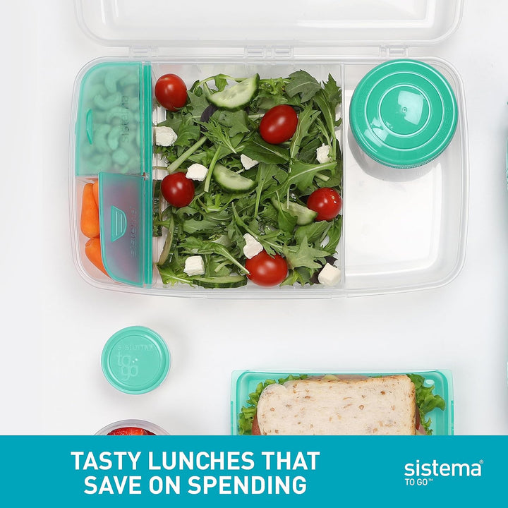 Sistema Bento Box TO GO Brotdose mit Fächern | 1,76 L Lunchbox mit auslaufsicherem Joghurt-/Fruchtbe