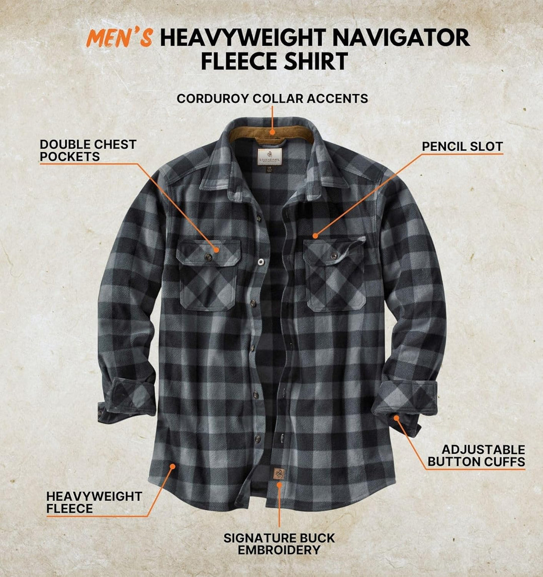 Legendary Whitetails Navigator Fleece-Herrenhemd mit Knopfleiste XXL Grafit-plaid, XXL Grafit-plaid