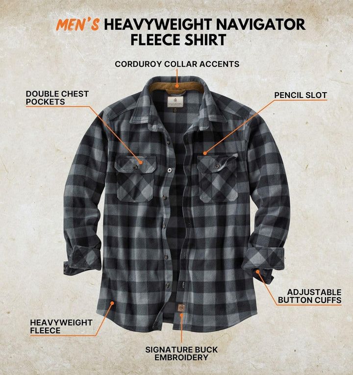 Legendary Whitetails Navigator Fleece-Herrenhemd mit Knopfleiste XXL Grafit-plaid, XXL Grafit-plaid