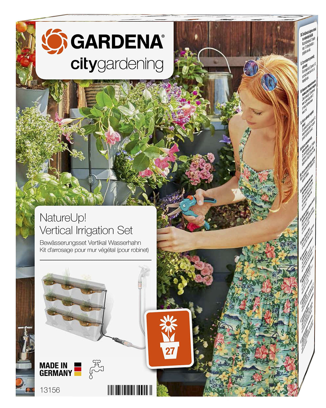 Gardena NatureUp! Bewässerungsset Vertikal Wasserhahn: Bewässerungssystem für bis zu 27 Pflanzen, un