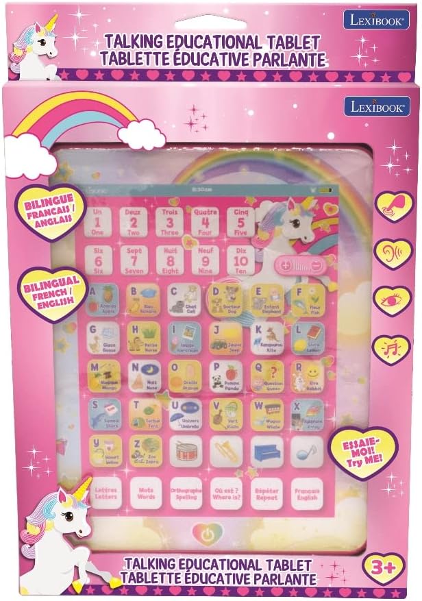 Lexibook Jednorożec Edukacyjny dwujęzyczny interaktywny Tablet, języki angielski/Polski, JCPAD002UNI
