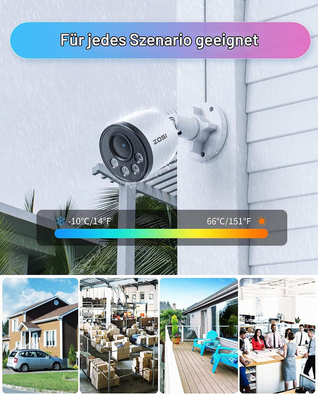 ZOSI 4MP PoE Überwachungskamera, Zusatz Ersatz Kamera für 4MP 5MP PoE NVR System, Personen-/Fahrzeug