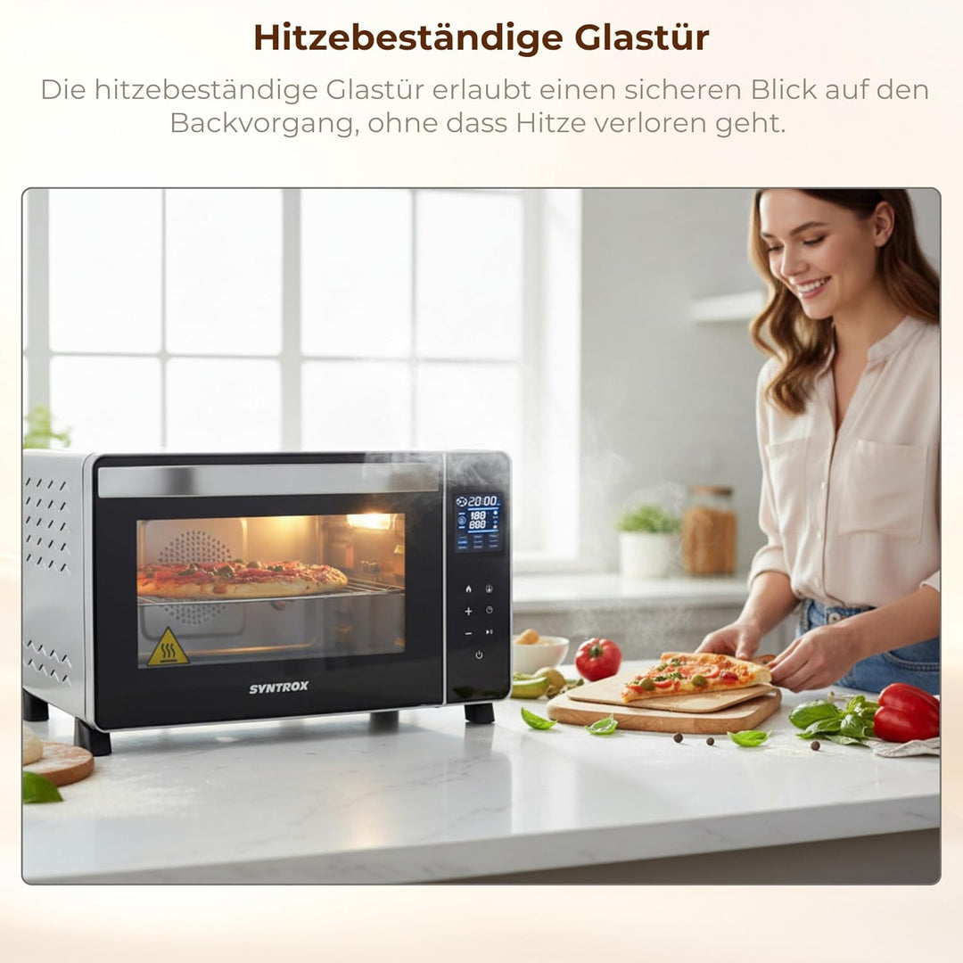 Syntrox 25 l Touch Mini Backofen Saltillo | Miniofen | Pizzaofen | Pizzabackofen, 25 Liter, Edelstah