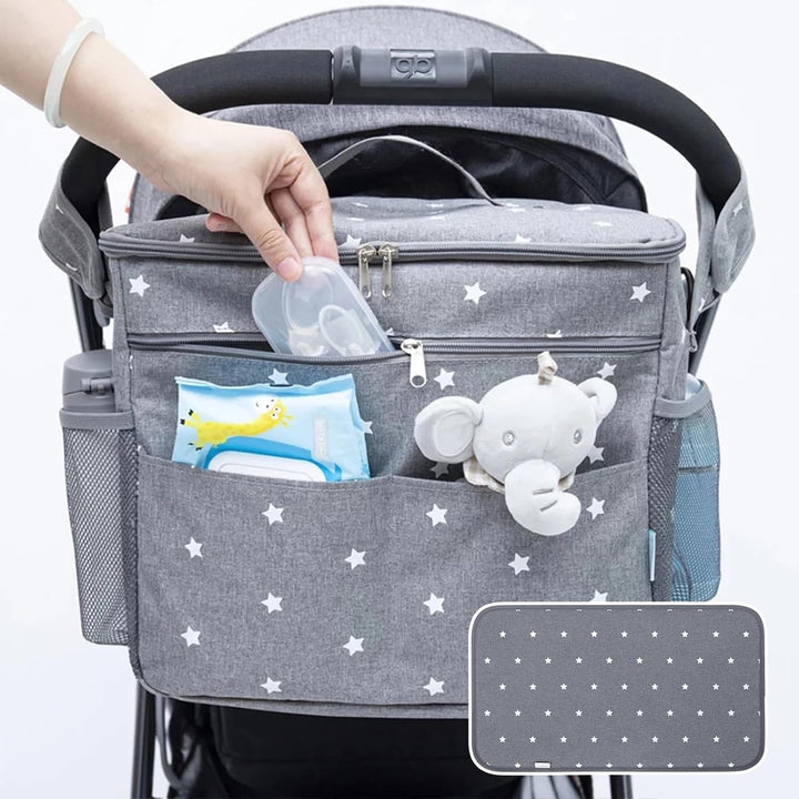 Orzbow Kinderwagen Organizer Gross,22 L Grosser Wickeltasche Organizer mit Getränkehaltern, Schulter