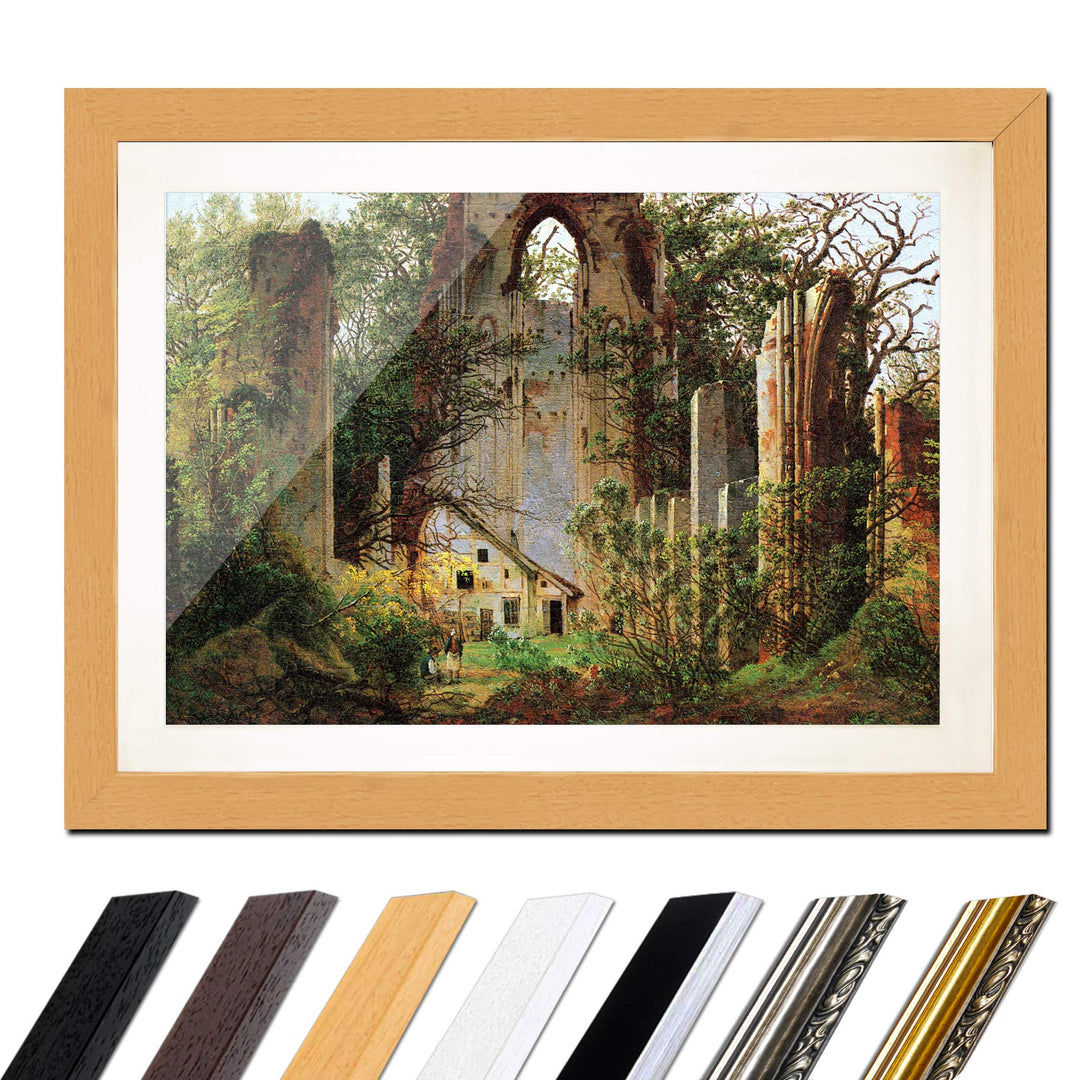 Bild mit Rahmen - Caspar David Friedrich Klosterruine Eldena 60x40 cm ca. A2 - Gerahmter Kunstdruck