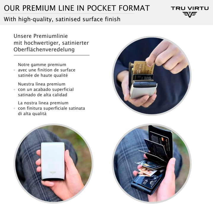 Tru Virtu Kreditkartenetui RFID/NFC Schutz - Karten Etui Fan Silk Silver Arrow - Slim Wallet aus Alu