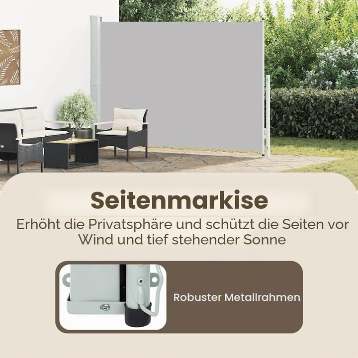 vidaXL Seitenmarkise Ausziehbar UV-beständig Sonnenschutz Sichtschutz Windschutz Seitenrollo Markise