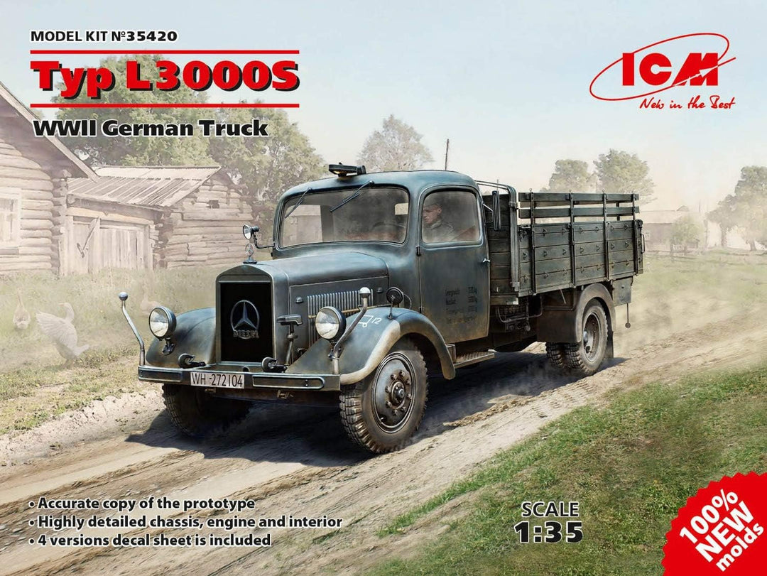 ICM 35420 Modellbausatz Typ L3000S, WWII German Truck, Schwarz, Extra gross