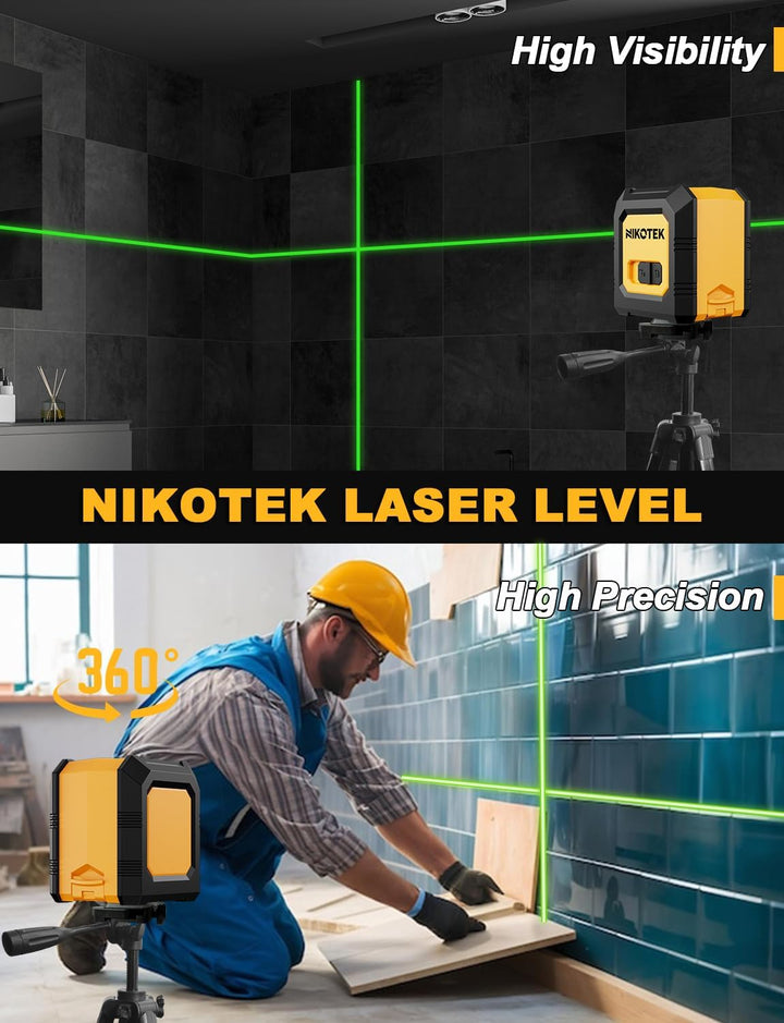 Kreuzlinienlaser, NIKOTEK Laser Wasserwaage (Vertikale/Horizontale Laser, IP54, 2 x AA Batteriem, Sc