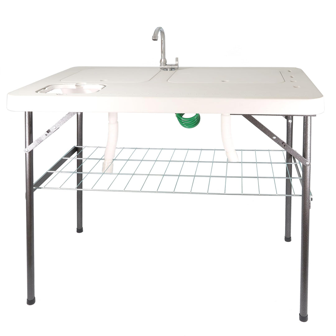 Lemodo klappbarer Filetiertisch | tragbare Camping Spüle | Outdoor Waschbecken mit 2 Spülbecken | Mo