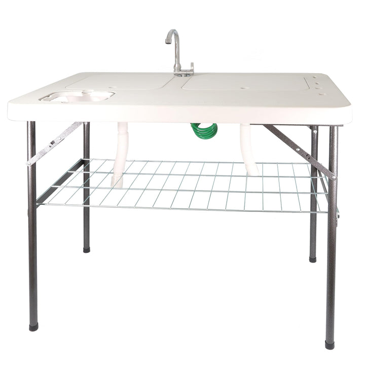 Lemodo klappbarer Filetiertisch | tragbare Camping Spüle | Outdoor Waschbecken mit 2 Spülbecken | Mo