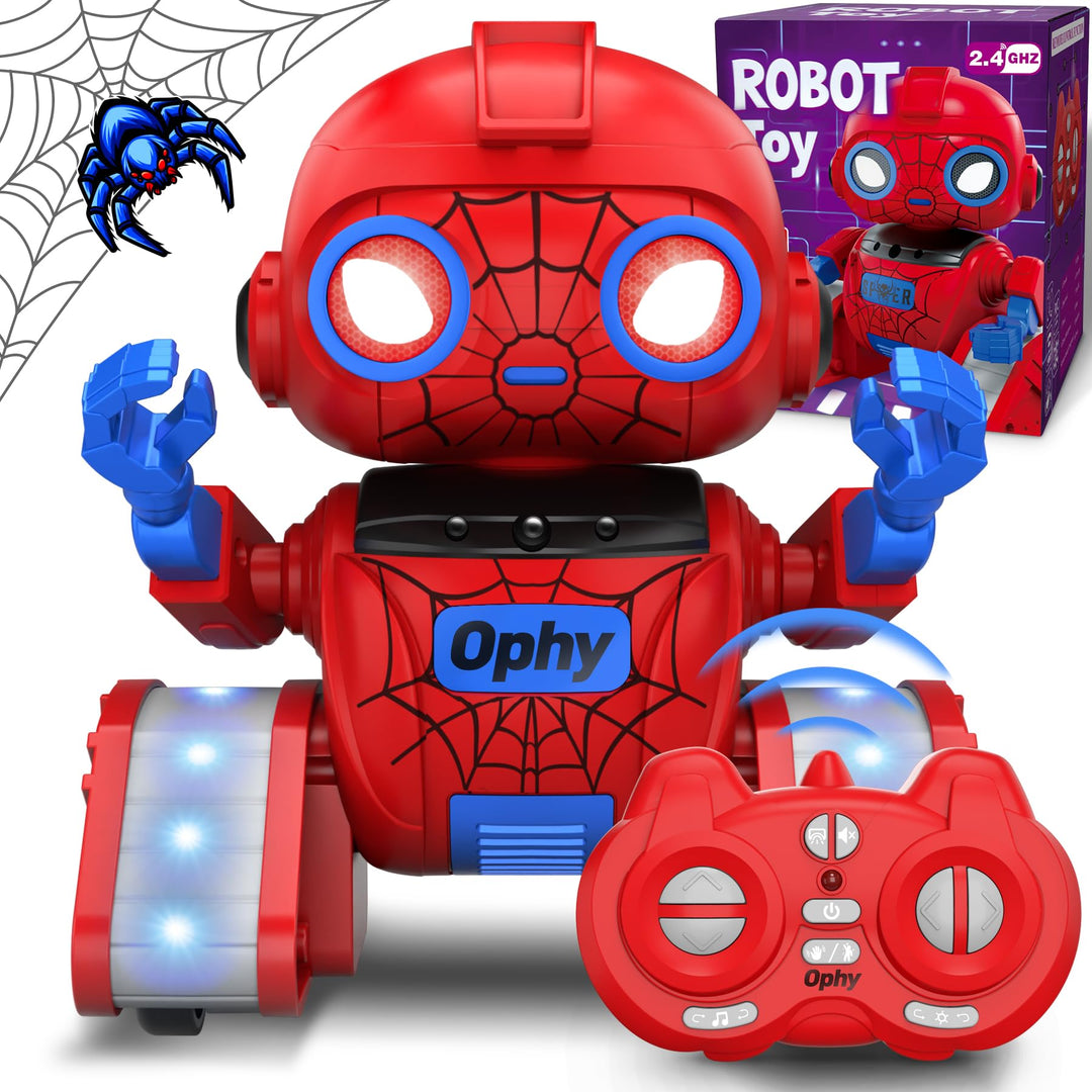 Ophy Roboter Kinder Spielzeug Spider, wiederaufladbar und projizierbar, RC-Roboter mit LED-Augen und