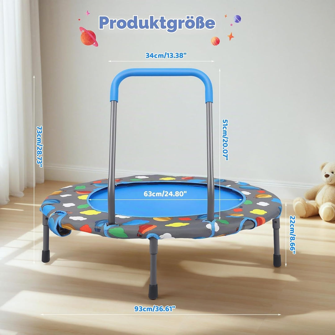Trampolin Kinder,Ø 93cm 3-in-1 Multifunktionstrampolin bis 150kg belastbar mit Bällebad und 100 Bäll