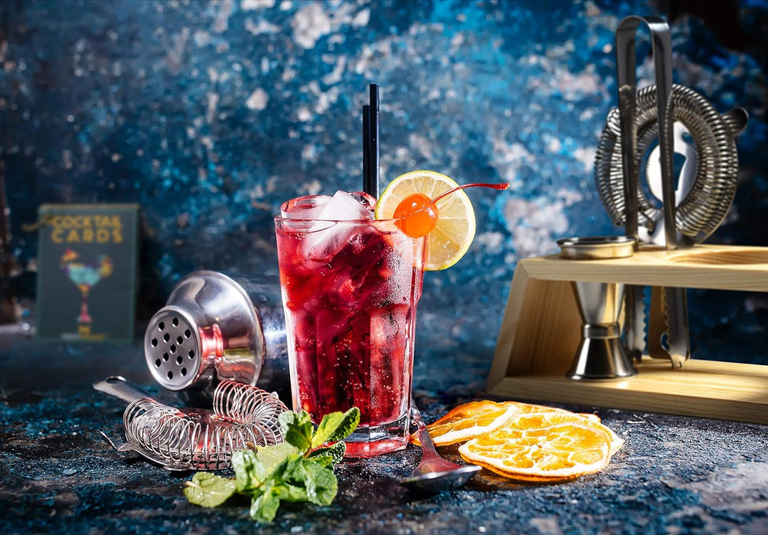 Mixology & Craft Cocktail Set 10tlg. mit Ständer - Edelstahl Cocktail Shaker, Bar Zubehör, Rezepte