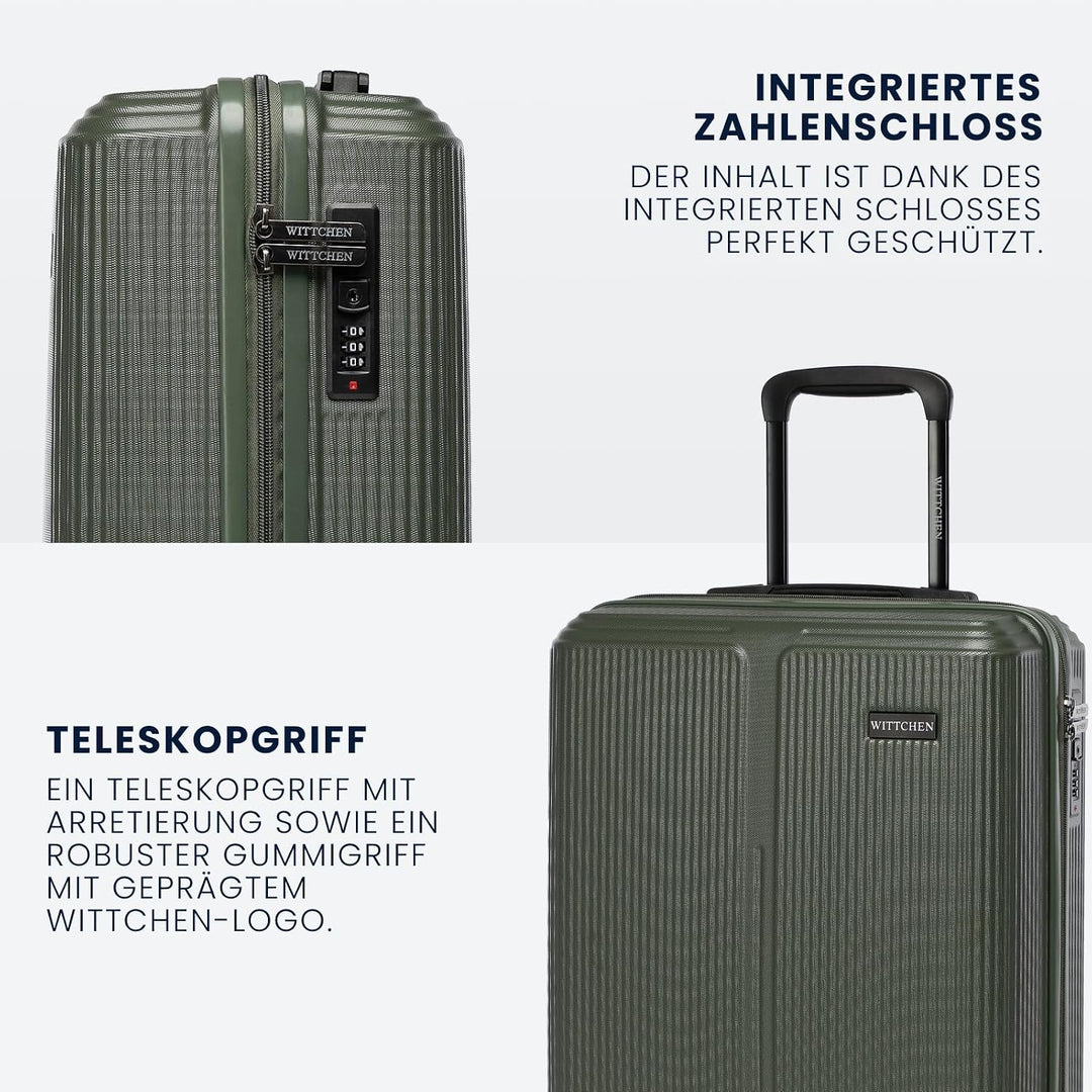 WITTCHEN Stripes Line Kofferset mit Kosmetiktasche Reisekoffer Hartschalenkoffer ABS 4 Doppelrollen
