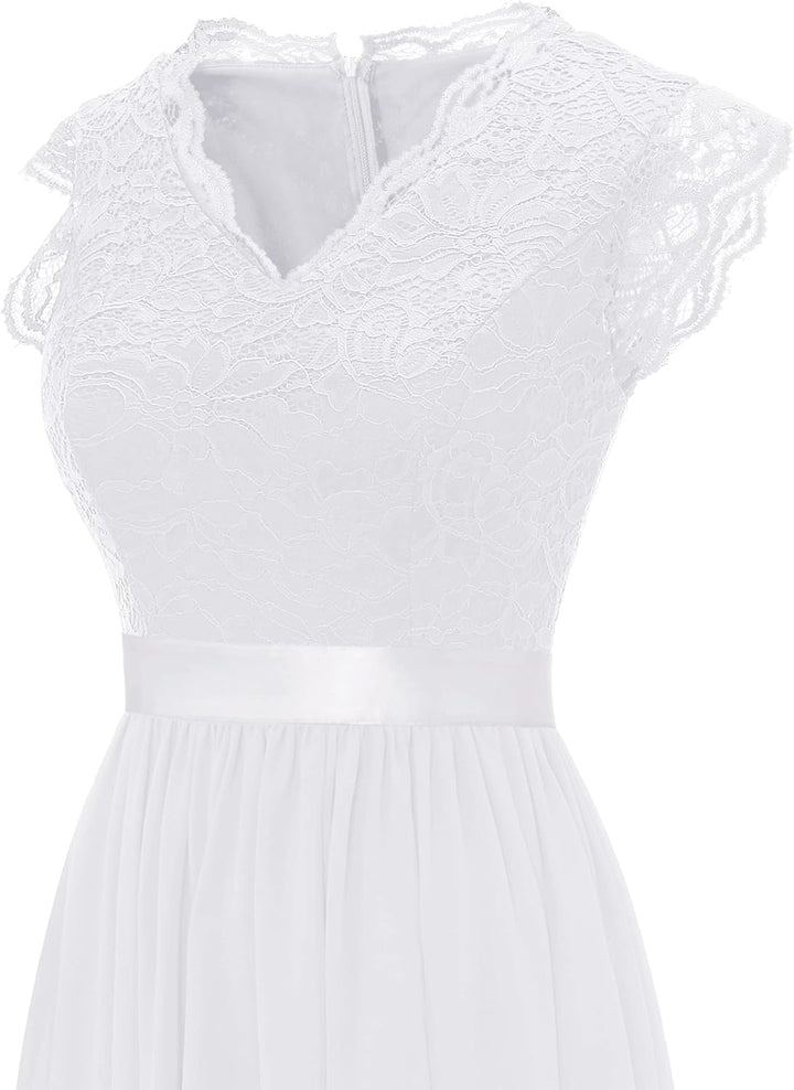 Dressystar Spitzen Cocktailkeid Elegant für Hochzeit Knielang Festlich Abendkleider Kurz XXL Band_we