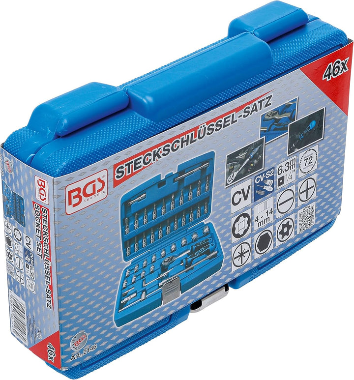 BGS 2146 | Steckschlüssel-Satz | Antrieb 6,3 mm (1/4") | 46-tlg. 46-tlg., mit Bohrung, 46-tlg., mit