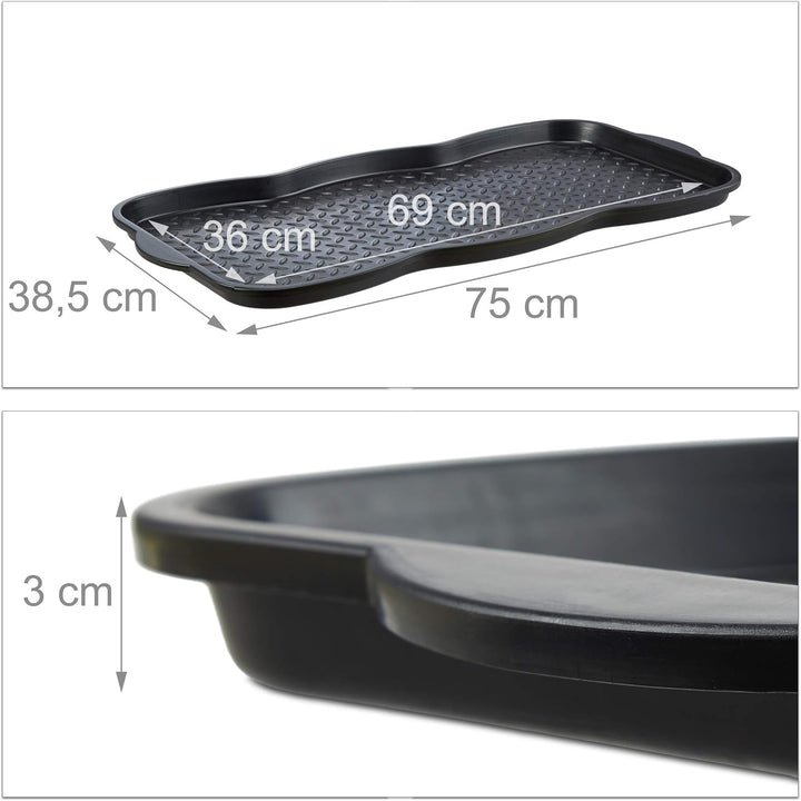 Relaxdays 6X Schuhabtropfschale gross, Kunststoff Schuhablage für 6 Schuhe, Profil Schmutzfang, HxBx