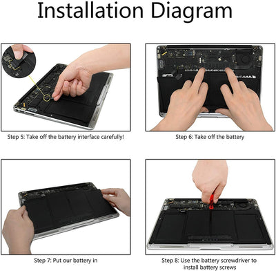 HASESS A1466 Akku Ersatz für MacBook Air 13 Zoll A1496 A1466 A1369 A1377 A1405 Akku mit 3 Schraubend