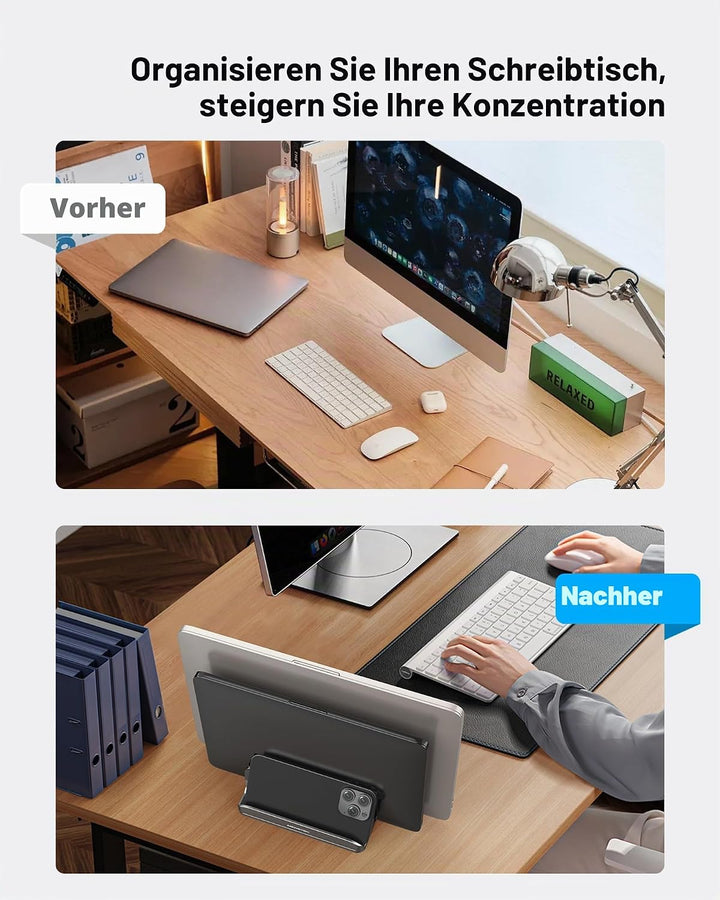 AboveTEK Vertikaler Laptopständer, Laptophalter für Laptop bis zu 17,3 ", Aluminium 4 in 1 Laptop St