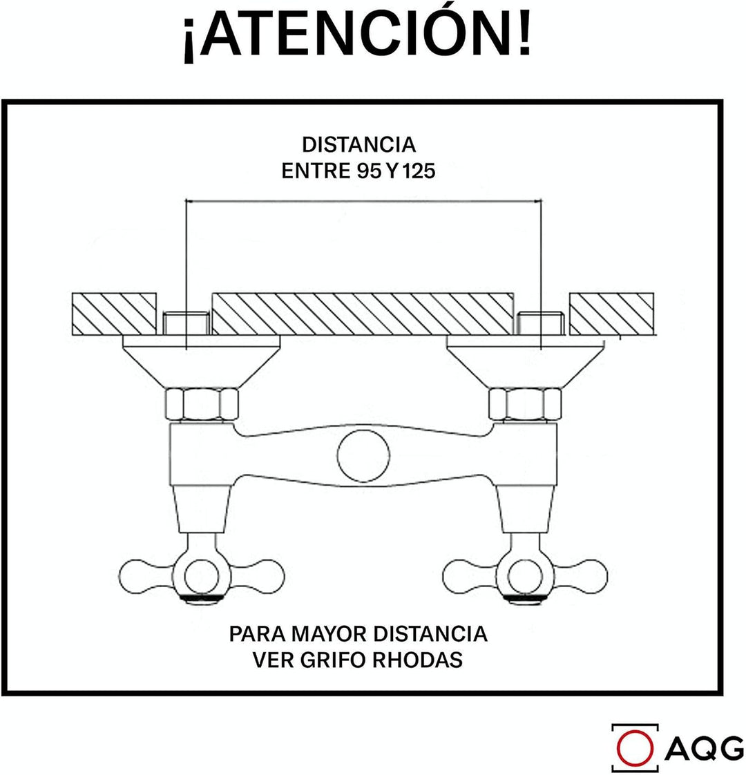 AQG Athos Wandarmatur für Spüle, 360° schwenkbarer Auslauf, Vintage-Doppelgriff, Wandmontage, klassi