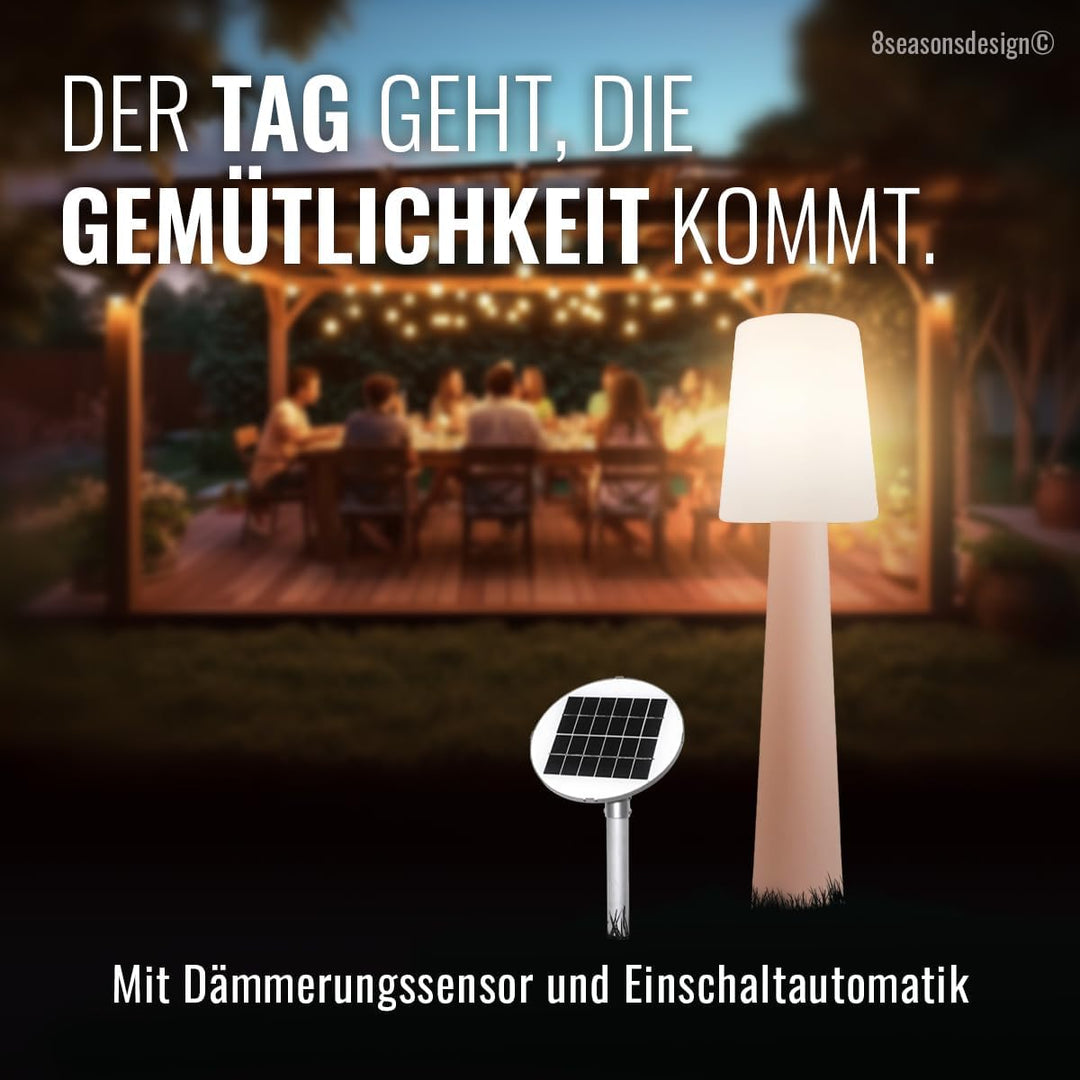 8 seasons design Solar LED Stehlampe No. 1-160cm gross (Rosa), warmweisses Licht, Solarlampe mit Däm