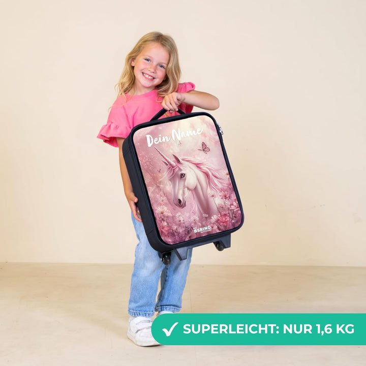 Kinderkoffer Klein Personalisiert mit Name 48x31x19 cm Reisekoffer Kleiner Kinder Koffer mit LED Rol