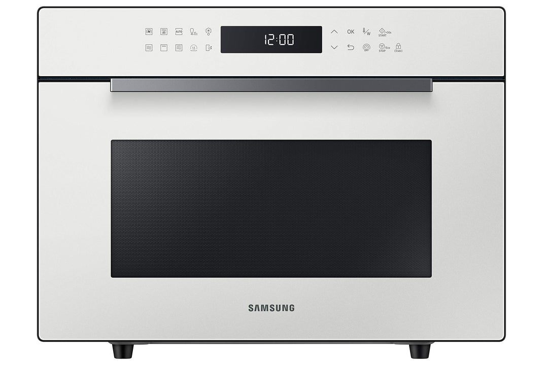 Samsung MC35R8058CE/ET Glass Design Mikrowelle mit Dampffunktion und Bräterplatte, Farbe Porzellan,