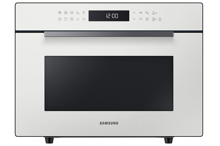 Samsung MC35R8058CE/ET Glass Design Mikrowelle mit Dampffunktion und Bräterplatte, Farbe Porzellan,