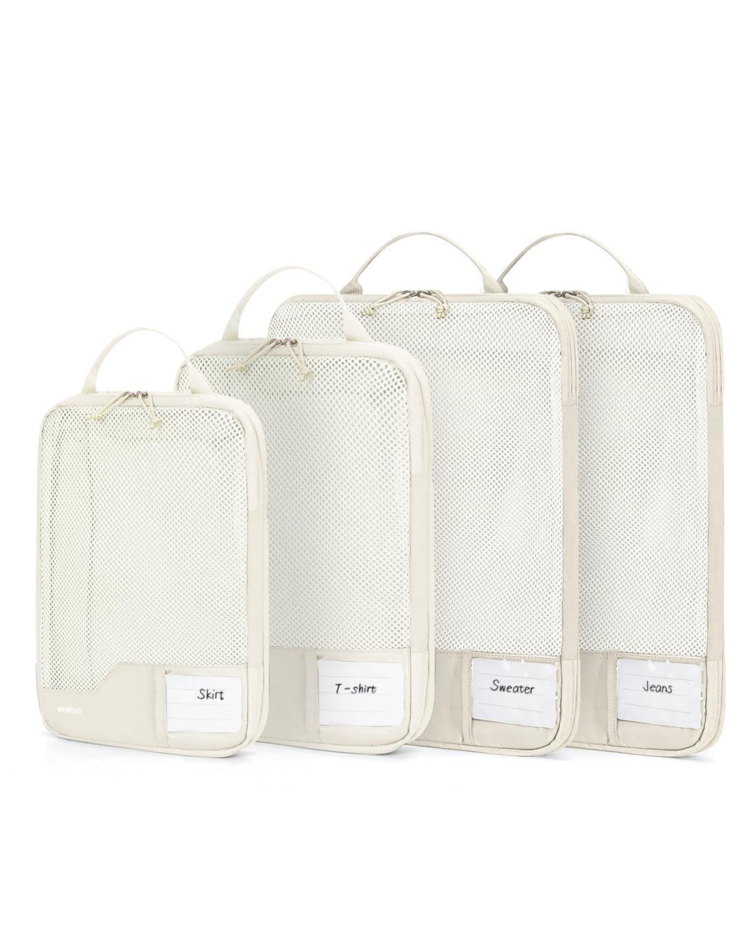 ECOHUB Packwürfel für Reisen, langlebig, Koffer-Organizer, Taschen, Set mit personalisiertem Etikett