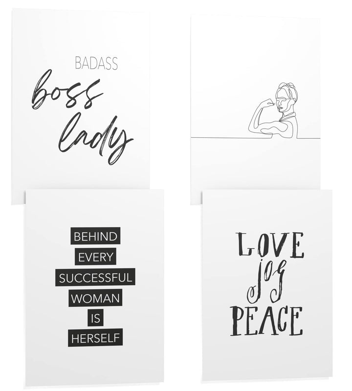 Papierschmiede® Premium Spruchposter Set 4er DIN A1, Motiv: Boss Lady, Typografie Bilder Wohnzimmer
