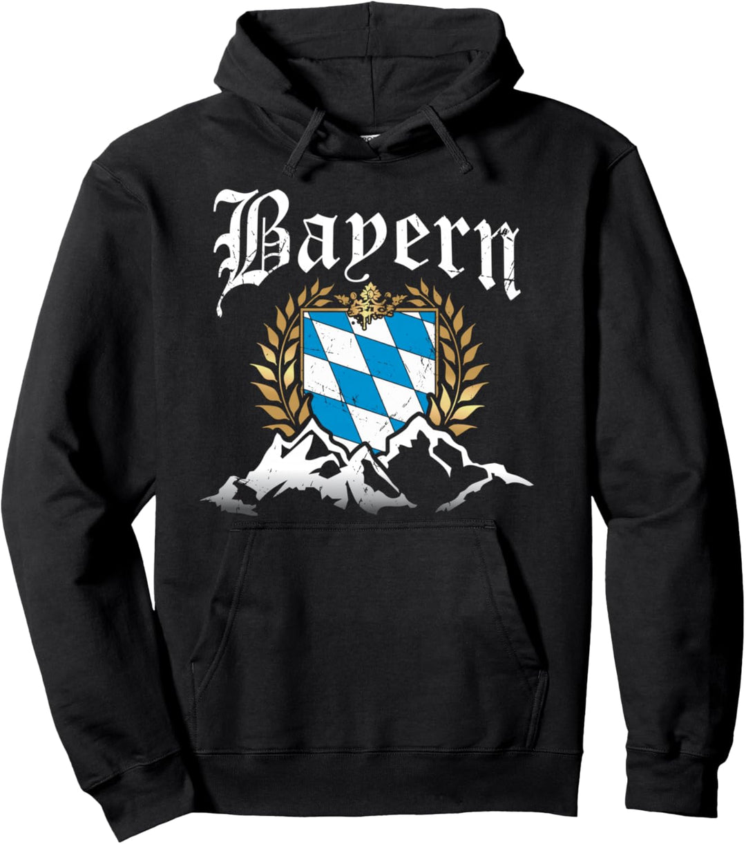 Bayern mit Bergen Wappen Königlich Freistaat Herren Damen Pullover Hoodie