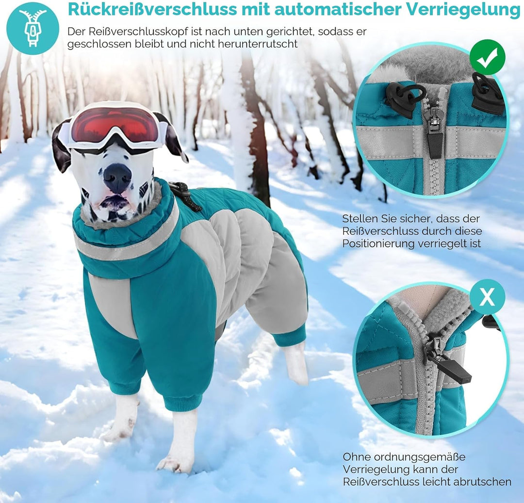 AOFITEE Hundemantel für Grosse Hunde Winter, Winteroverall für Hund Wasserdichter Hundejacke mit Bei